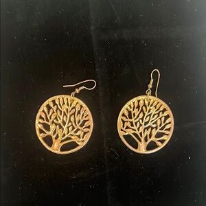 Rose gold tree earrings